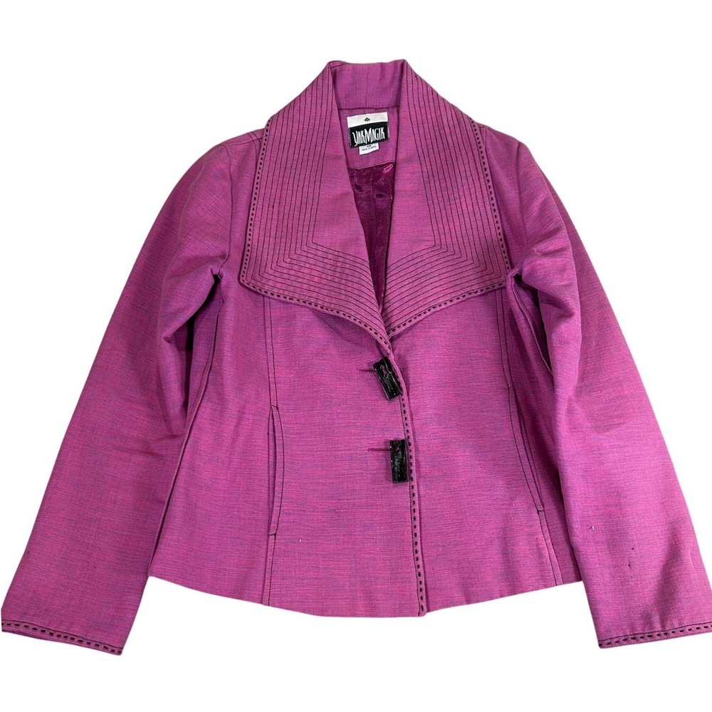 Yak Magik Pink Purple Cotton Structured Blazer Jacket XS Made in Nepal Artisan